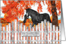 Custom Donation Thank You Horse and Cat with Autumn Color card