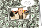 Bar Mitzvah Gift Thank You Money Frame with Photo Blank card