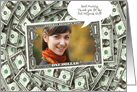 Bat Mitzvah Gift Thank You Money Frame with Photo Blank card