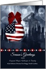 Custom Military Christmas American Soldier and Skyline card