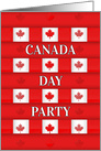 Canada Day Party Maple Squares Pattern in Red and White card