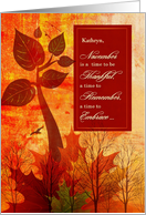 for Friend Thanksgiving Autumn Foliage Custom Text card