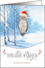 for Great Aunt Holiday Wishes Woodland Owls Custom card