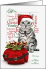 Custom Money Enclosed Christmas Tabby Cat and Mouse card