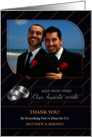 Gay and Lesbian Wedding Thank You Blue Pinstripe with Photo card