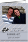 Bachelor Party Invitation Silver Pinstripes Custom Photo card