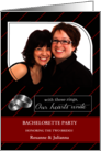 Bachelorette Party Invitation Black and Red Pinstripe Custom Photo card