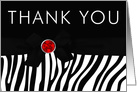 Zebra Print with Faux Red Gem General Thank You Blank card