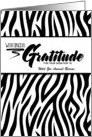 Donor Thank You in Black and White Zebra Print card