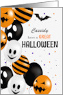 Custom Name Halloween Balloons and Polka Dots card