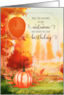 Birthday Fall Season Autumn Pumpkin and Balloon card