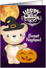 for Nephew on Halloween Autumn Teddy Bear Witch card