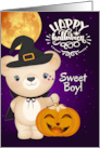 for Son on Halloween Cute Teddy Bear Witch card