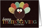 for Boss on Thanksgiving Custom Patchwork Turkey card
