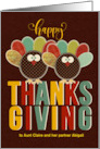 for Aunt and Her Partner Thanksgiving Patchwork Turkey Custom card