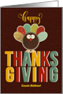 for Cousin Custom Name Thanksgiving Patchwork Turkey card
