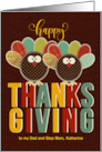 for Dad and Step Mom Thanksgiving Silly Patchwork Turkey card