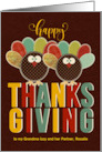 for Grandma and Her Partner Thanksgiving Silly Patchwork Turkey card