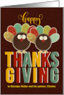 for Grandpa and His Partner Thanksgiving Silly Patchwork Turkey card