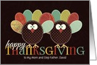 for Mom and Step Dad Thanksgiving Silly Patchwork Turkey card