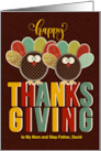 for Mom and Step Dad Thanksgiving Silly Patchwork Turkey card