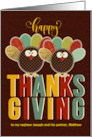 for Nephew and Partner Thanksgiving Silly Patchwork Turkey card