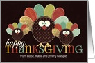 Thanksgiving Patchwork Turkey Family with Custom Name card