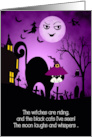 Halloween Laughing Moon and Black Cat card