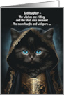 Goddaughter Halloween Cute Black Cat in a Witch Cape with Poem card