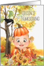 Cousin’s 1st Thanksgiving Blonde Baby Girl in a Pumpkin card