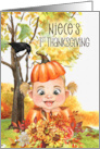 for Niece’s 1st Thanksgiving Cute Blonde Baby Girl in a Pumpkin card