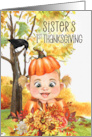 Sister’s 1st Thanksgiving Cute Blonde Baby Girl in a Pumpkin card