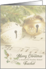 for Sunday School Teacher Christmas Sleigh Bells and Music card