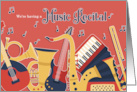 Music Recital Invitation Boldly Colored Instruments and Notes card