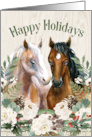 Holidays Western Horse Pair with Country Seasonal Greenery card