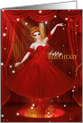 Holiday Season Birthday Ballerina Dancer in Red and Gold card