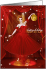 Birthday on Christmas Ballerina Dancer in Red and Gold card