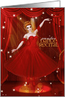 Dance Recital Invitation Ballerina in Winter Reds and Gold card
