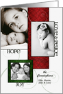 3-Photo Elegant Red and Green Holiday Photo Card