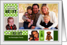 4 Photo Merry and Bright in Modern Green Holiday Hues Custom card