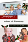 3 Photo Holly and Berries Christmas Season Custom card