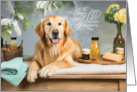 Mother’s Day Golden Retriever Puppy Spa Theme card