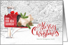 New Address Merry Christmas Winter Rural Mailbox Custom card