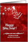 New Address Custom New Year Champagne in Red and White card