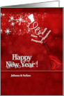for Couple Custom New Year Champagne in Red and White card