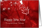 for Friend Custom New Year Champagne in Red and White card