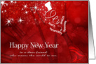 for Friend on New Year’s Champagne in Red and White card