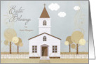 Custom Name Easter Church Illustration in Sepia Tones card