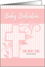 Baby Girl Dedication Day Blessings Cross with Pink Stripes Custom card
