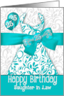 25th Birthday for Daughter in Law Trendy Bling Turquoise Dress card